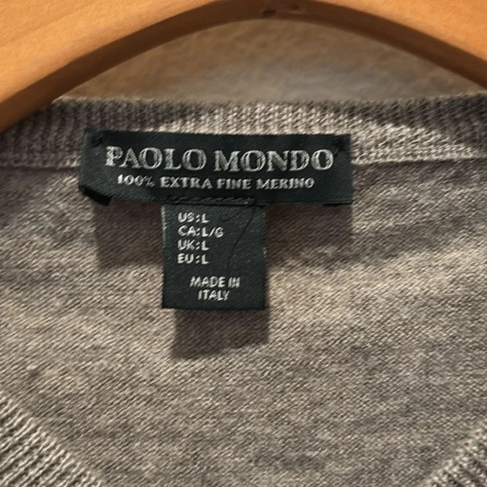Merino Virgin Wool Sweater Paolo Mondo Italy‎ Mens Large quiet luxury brown